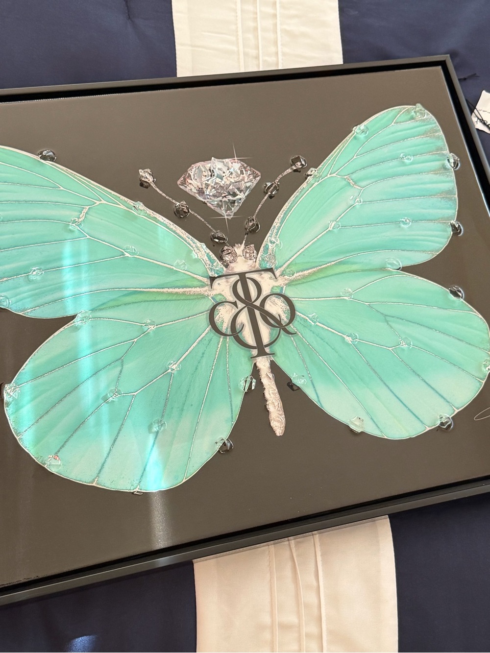 Elegant Turquoise Butterfly Wall Art by (Signature Tiffany Collection)